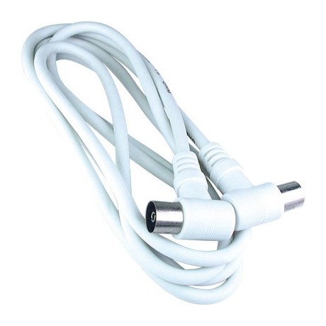 Cable de Antena para Televisión Acodado 9.5MM M-H 1.5M Blanco - 61-0294.10