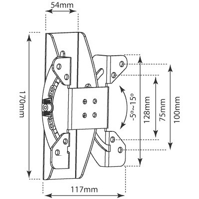 Soporte de pared para televisión PLASMA-LCD ±15º|10~24"|15KG VESA:100 - 80-0031.10