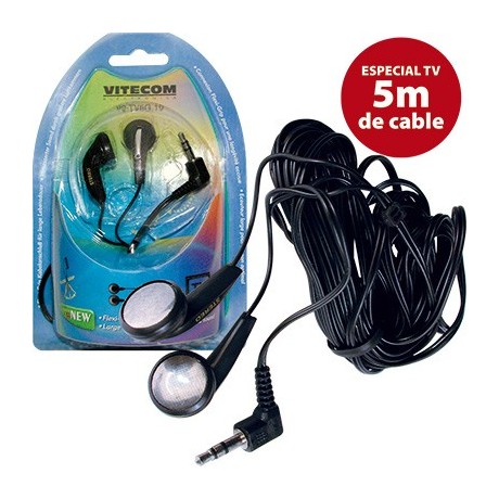 Auriculares estéreo para Televisión con jack 3,5mm de 5 metros