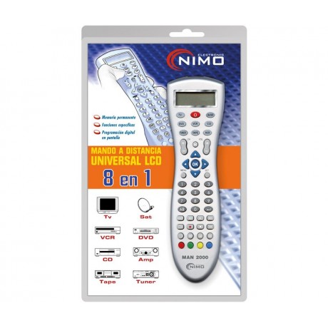 Mando a distancia Universal 8 en 1 con pantalla LCD - MAN2000