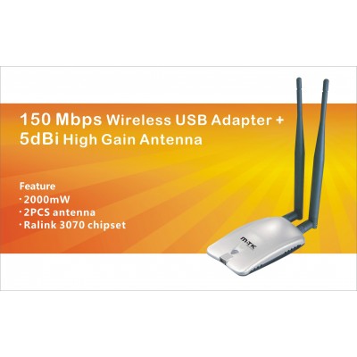 Adaptador wifi 2W Palm 150m con dos antenas 5dbi Ralink