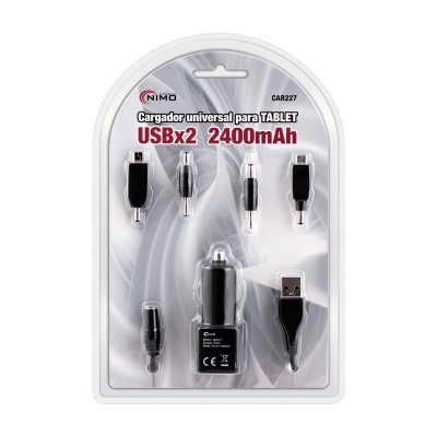 Cargador de coche para tablets y móviles 12V / 2USB x 2,4A de Nimo - CAR227