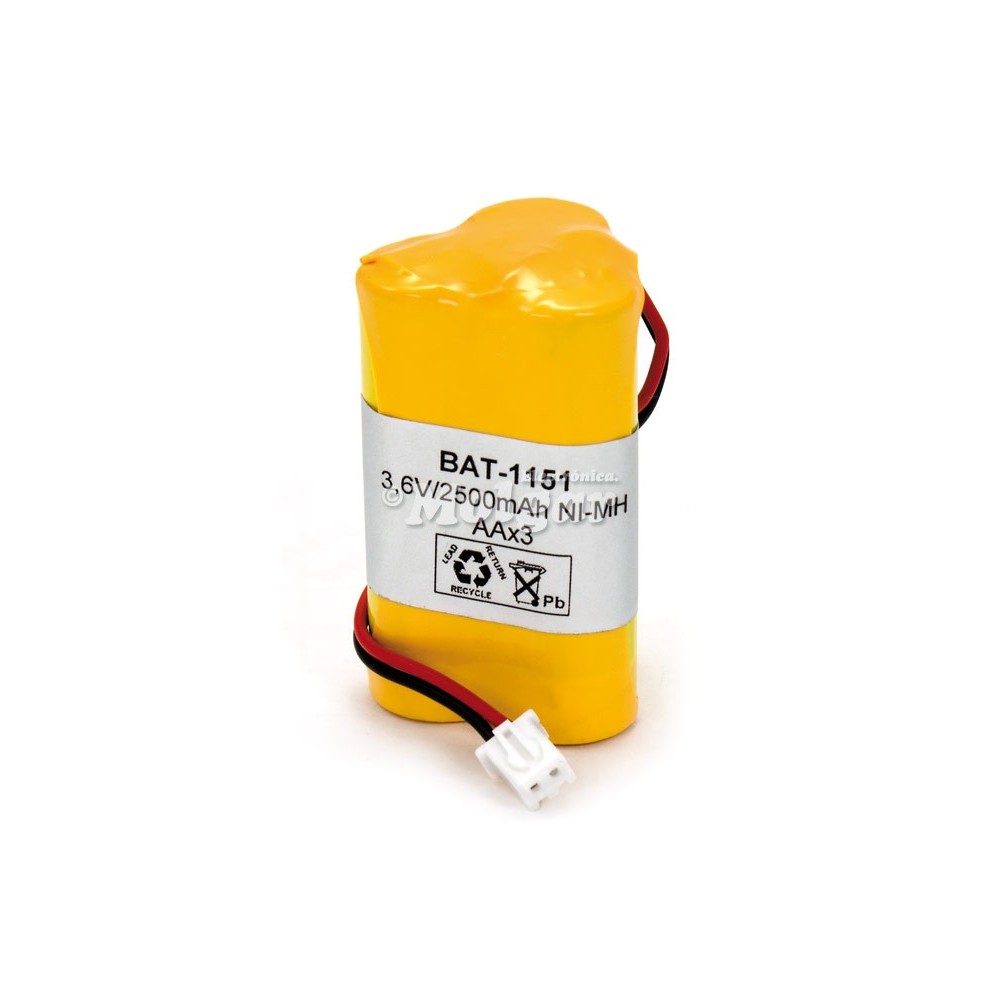 Pack de Baterías para Linterna de 3.6V/2500mAh NI-MH - AA x 3, conector Pack de Baterías para Linterna de 3.6V/2500mAh NI-MH - AA x 3, conector
