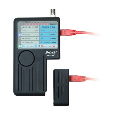 MT-7057 Comprobador y Verificador Profesional de conexiones de redes, UTP/FTP, RJ11/12, BNC y USB de Proskit