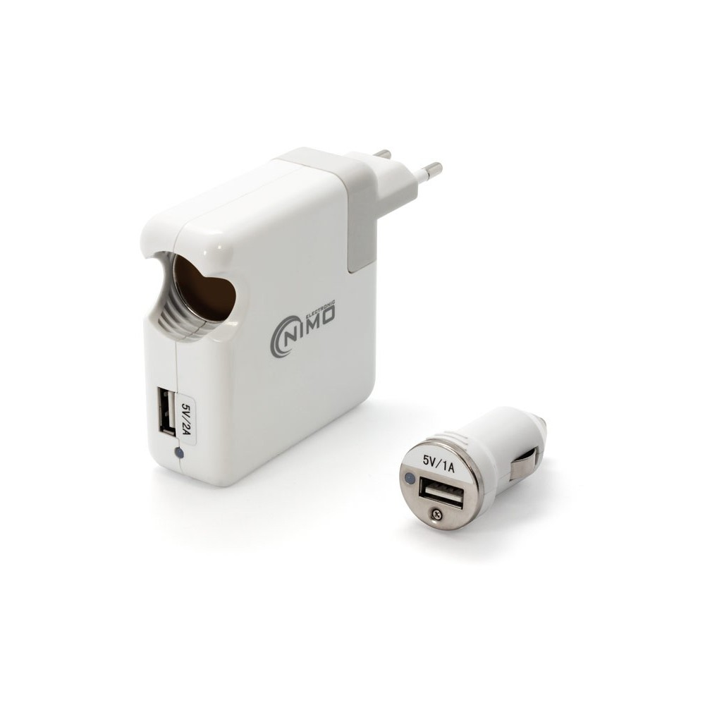 Set/Kit Cargador Alimentador 100-240Vca / 12Vcc y USB 5Vcc 2A-1A de Nimo - CAR196 Set/Kit Cargador Alimentador 100-240Vca / 12Vcc y USB 5Vcc 2A-1A de Nimo - CAR196