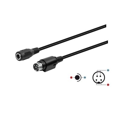 Conexión Jack hueco macho de 5.5x2.1mm a mini din macho 4 pin - WIR041