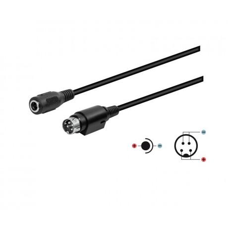 Conexión Jack hueco macho de 5.5x2.1mm a mini din macho 4 pin - WIR041