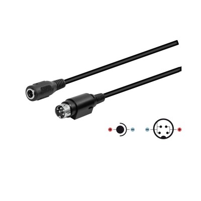 Conexión Jack hueco macho de 5.5x2.1mm a mini din macho 4 pin - WIR044