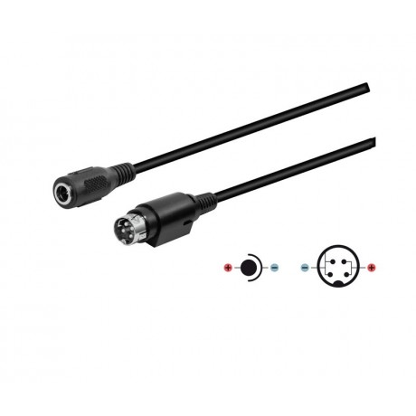 Conexión Jack hueco macho de 5.5x2.1mm a mini din macho 4 pin - WIR044