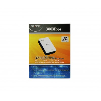 Repetidor Extensor WiFi 300 Mbps con botón WPS y cable de LAN