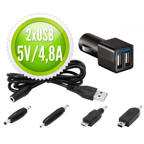 Cargador de coche para tablets y móviles 12V / 2USB x 2,4A de Nimo - CAR227