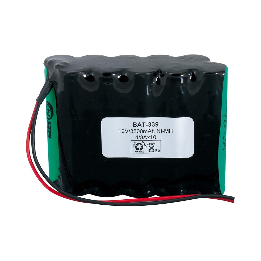 Pack de Batería de reemplazo 12V/3800mAh NI-MH - 4/3A X 10 Tresbolillo y cables Pack de Batería de reemplazo 12V/3800mAh NI-MH - 4/3A X 10 Tresbolillo y cables