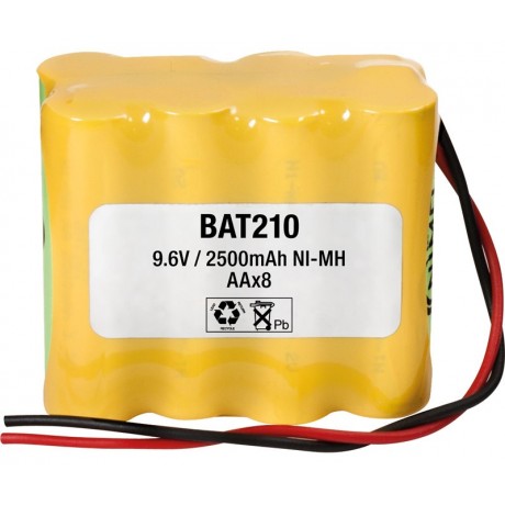 Pack de Baterías de 9.6V/2500mAh NI-MH - AA/RC06 X 8, tipo flasco, cables