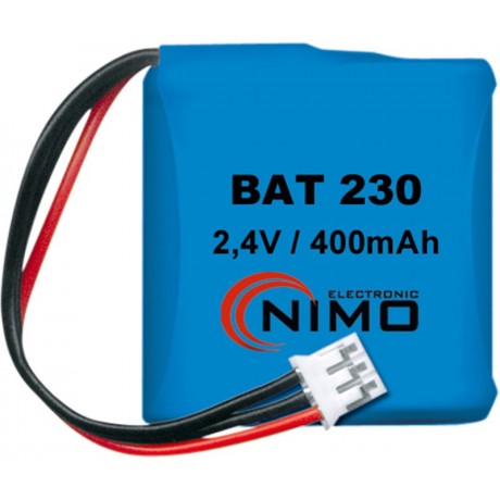 Pack de Baterías de 2.4V/300mAh Ni-CD -  A1/2AA X 2, conector, 3 contactos