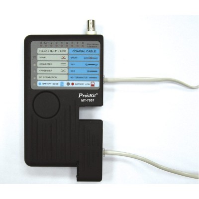 MT-7057 Comprobador y Verificador Profesional de conexiones de redes, UTP/FTP, RJ11/12, BNC y USB de Proskit