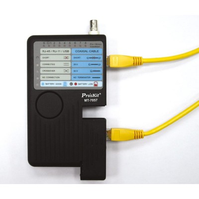 MT-7057 Comprobador y Verificador Profesional de conexiones de redes, UTP/FTP, RJ11/12, BNC y USB de Proskit