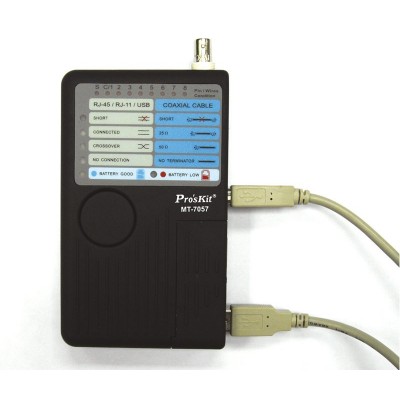 MT-7057 Comprobador y Verificador Profesional de conexiones de redes, UTP/FTP, RJ11/12, BNC y USB de Proskit