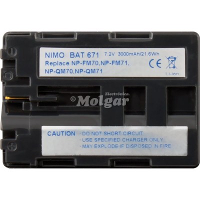 Batería de Ion-Litio para cámara SONY NPFM71 de Nimo 
