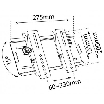 Soporte de pared para televisión pantallas plasma-lcd negro +15º/-5º-20~37"-45KG VESA:200X200 MAX. de Vitecom - 80.0042N.10