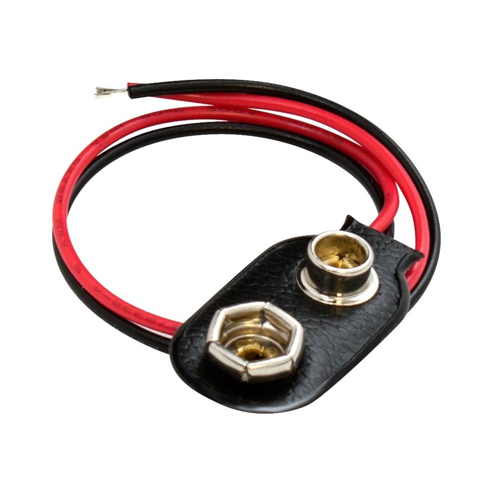 Portapilas con 2 hilos para pilas de 9V - POR010 Portapilas con 2 hilos para pilas de 9V - POR010