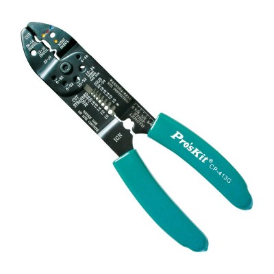 CP-413G Tenaza Crimpadora, Pela, Corta Cables y Tornillos para Terminales aislados y no aislados de Proskit