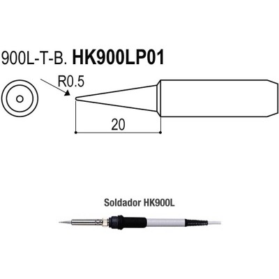 Puntas tipo L/ESD de 0,5mm para Soldadores HK900l/908/908ESD/HK952L de Hakko - HAKKO 900L-T-B