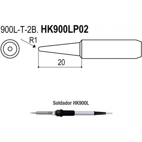 Puntas tipo L/ESD de 1mm para Soldadores HK900l/908/908ESD/HK952L de Hakko - HAKKO 900L-T-2B