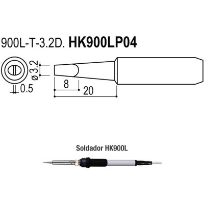 Puntas tipo L/ESD de 0,5x3,2mm para Soldadores HK900l/908/908ESD/HK952L de Hakko - HAKKO 900L-T-3,2D