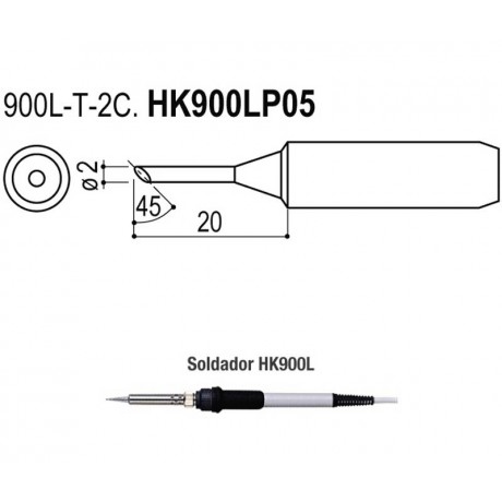 Puntas tipo L/ESD de 2mm para Soldadores HK900l/908/908ESD/HK952L de Hakko - HAKKO 900L-T-2C