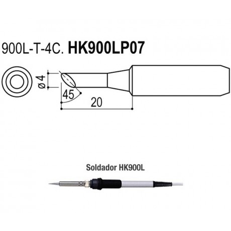 Puntas tipo L/ESD de 4mm para Soldadores HK900l/908/908ESD/HK952L de Hakko - HAKKO 900L-T-4C