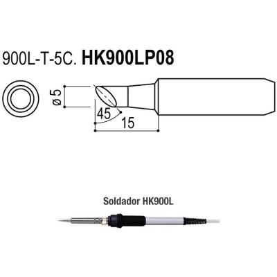 Puntas tipo L/ESD de 5mm para Soldadores HK900l/908/908ESD/HK952L de Hakko - HAKKO 900L-T-5C