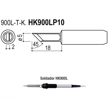 Puntas tipo L/ESD de 5mm para Soldadores HK900l/908/908ESD/HK952L de Hakko - HAKKO 900L-T-K