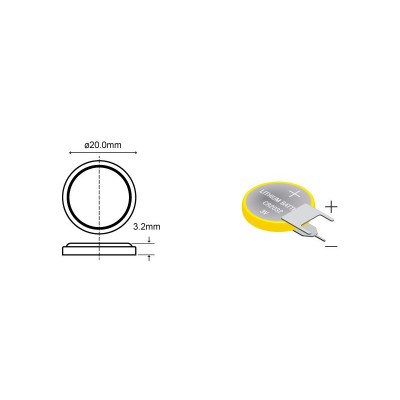 CR2032C.I. VERTICAL Pila Litio de botón 3 PINES (5 unidades)