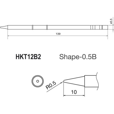 Punta + Resistencia de 0,5mm para soldador HKFM2028 de Hakko - T12-B2