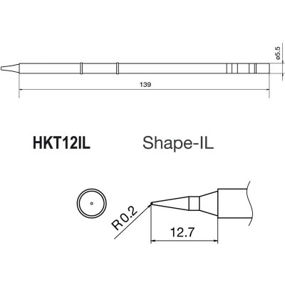 Punta + resistencia de 0,2mm para soldador HKFM2028 de Hakko - T12-IL