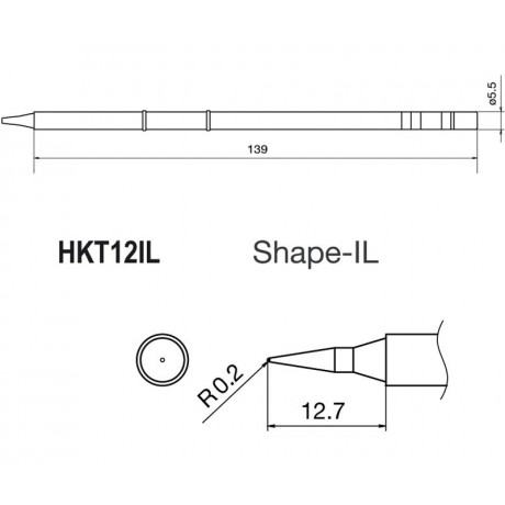 Punta + resistencia de 0,2mm para soldador HKFM2028 de Hakko - T12-IL