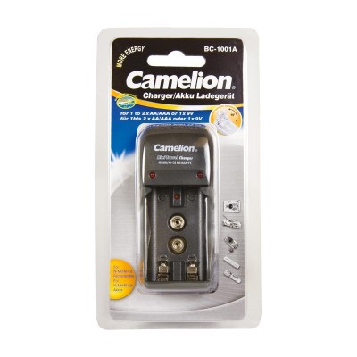 Cargador de baterías AA/AAA/9V plegable con autoapagado de Camelion - BC-1001-A