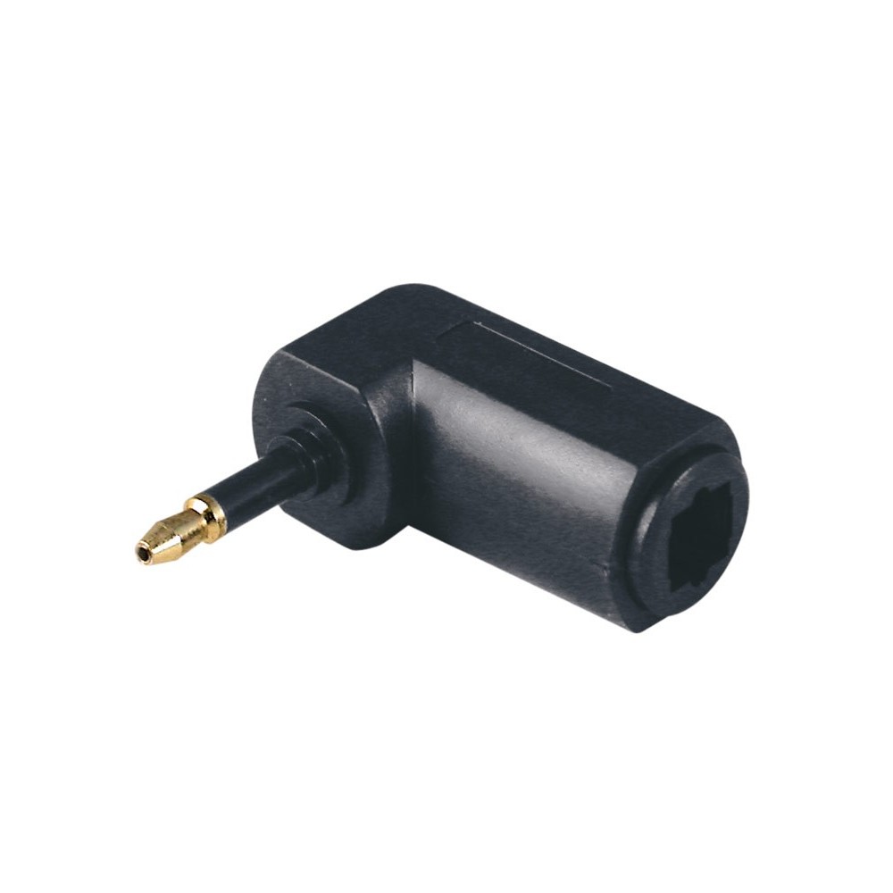 Conector acodado Toslink macho 3,5mm a toslink hembra - CON262 Conector acodado Toslink macho 3,5mm a toslink hembra - CON262