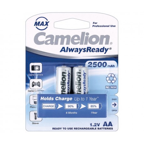 Batería AA/RC06 recargable cilíndrica NI-MH 2500mAh Pre-cargada de Camelion - BAT423