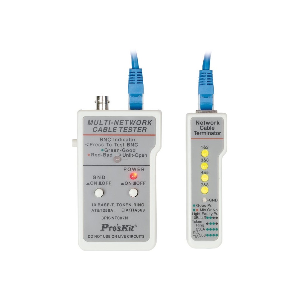 Testeador Multicomprobador universal de redes y BNC de Proskit - 3PK-NT007 Testeador Multicomprobador universal de redes y BNC de Proskit - 3PK-NT007