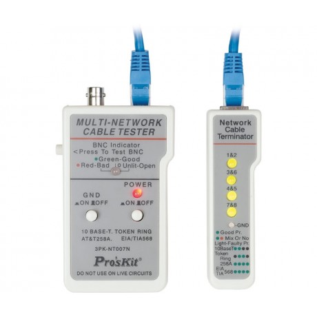 Testeador Multicomprobador universal de redes y BNC de Proskit - 3PK-NT007 Testeador Multicomprobador universal de redes y BNC de Proskit - 3PK-NT007