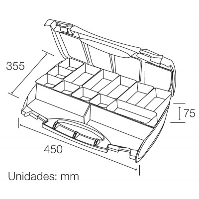 Caja clasificadora con 12 departamentos intercambiables y asa para transporte de Proskit - SB-4536B