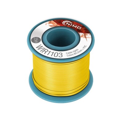 Rollo de Cable rígido 0.5mm, carrete 25m en PVC Amarillo - WIR1103