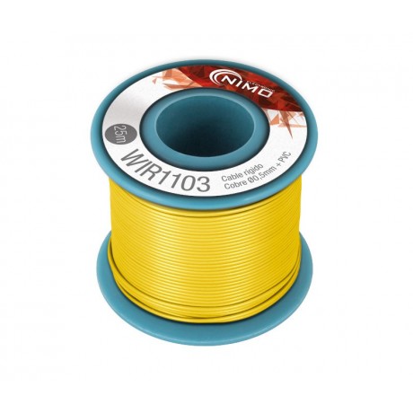 Rollo de Cable rígido 0.5mm, carrete 25m en PVC Amarillo - WIR1103