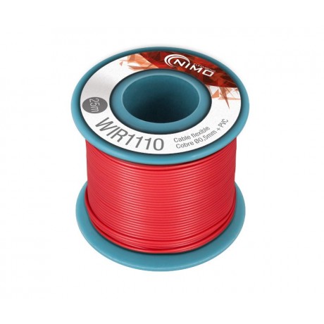 Rollo de Cable flexible 0.5mm, carrete 25m en PVC Rojo - WIR1110