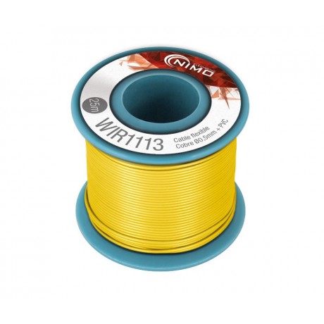 Rollo de Cable flexible 0.5mm, carrete 25m en PVC Amarillo - WIR1113