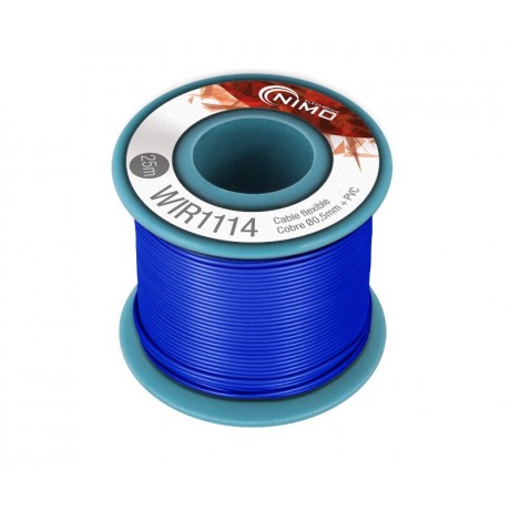 Rollo de Cable flexible 0.5mm, carrete 25m en PVC Azul - WIR1114
