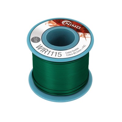 Rollo de Cable flexible 0.5mm, carrete 25m en PVC Verde - WIR1115