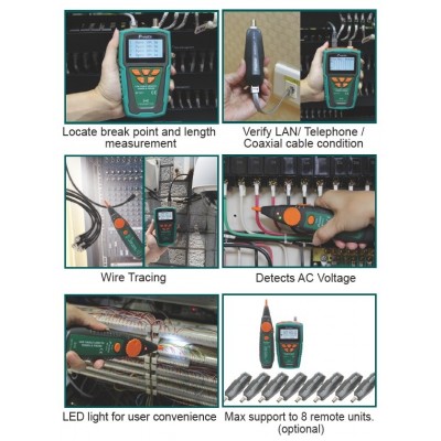 Comprobador LCD de longitud cable y localizador por tono de Conductores de Proskit - MT7071