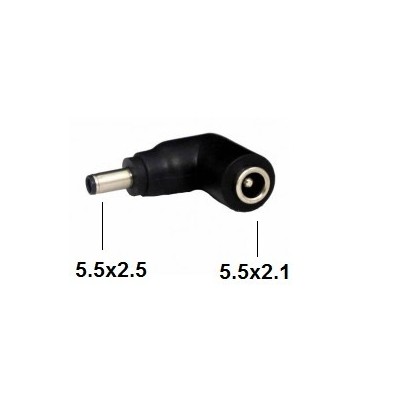 Adaptador Acodado 5.5X2.1MM hembra a 5.5X2.5MM macho (10 unidades) - 199.0902